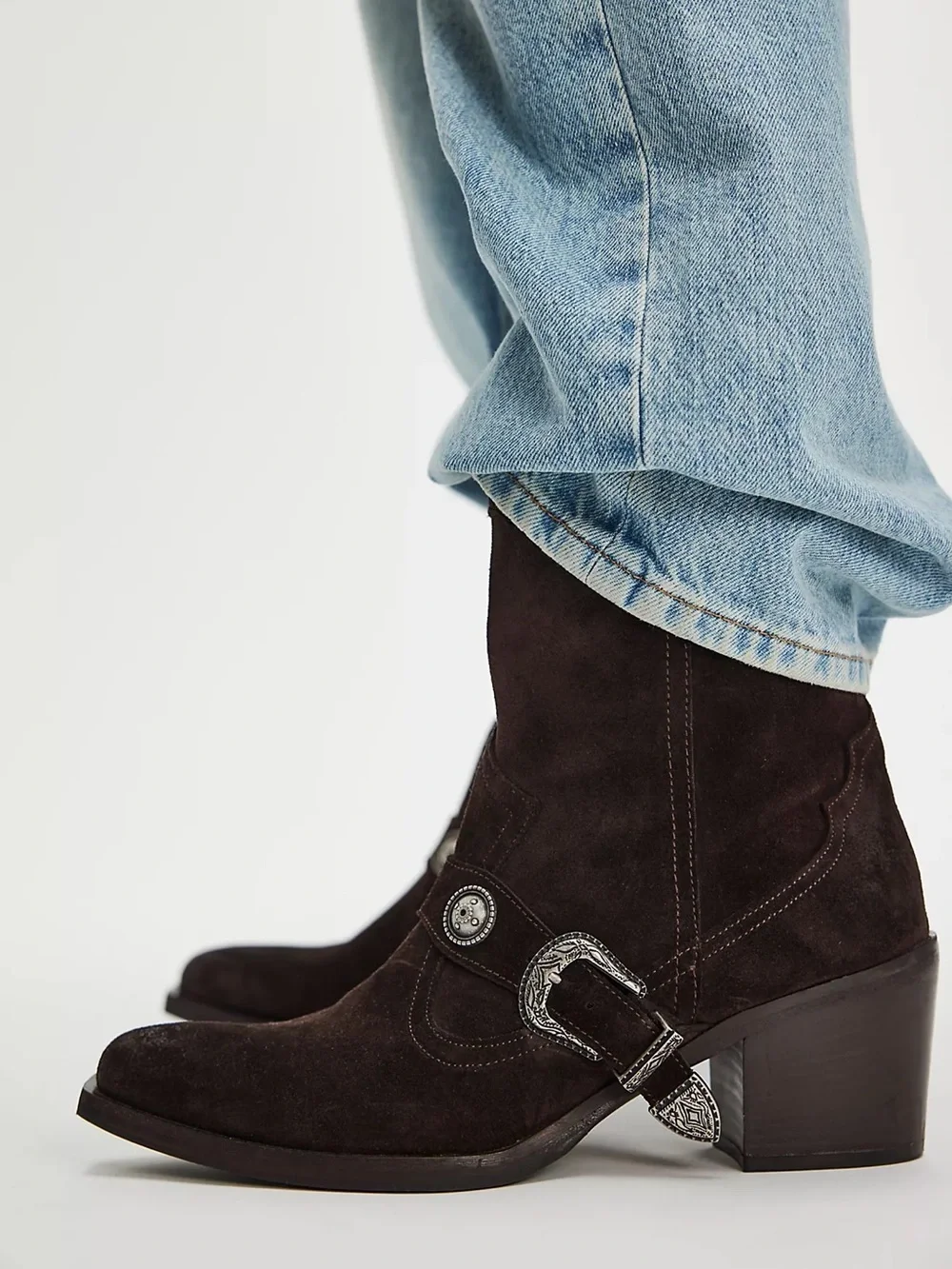 New Free People Lady Lonestar Western Suede Boots - Picture 2 of 9
